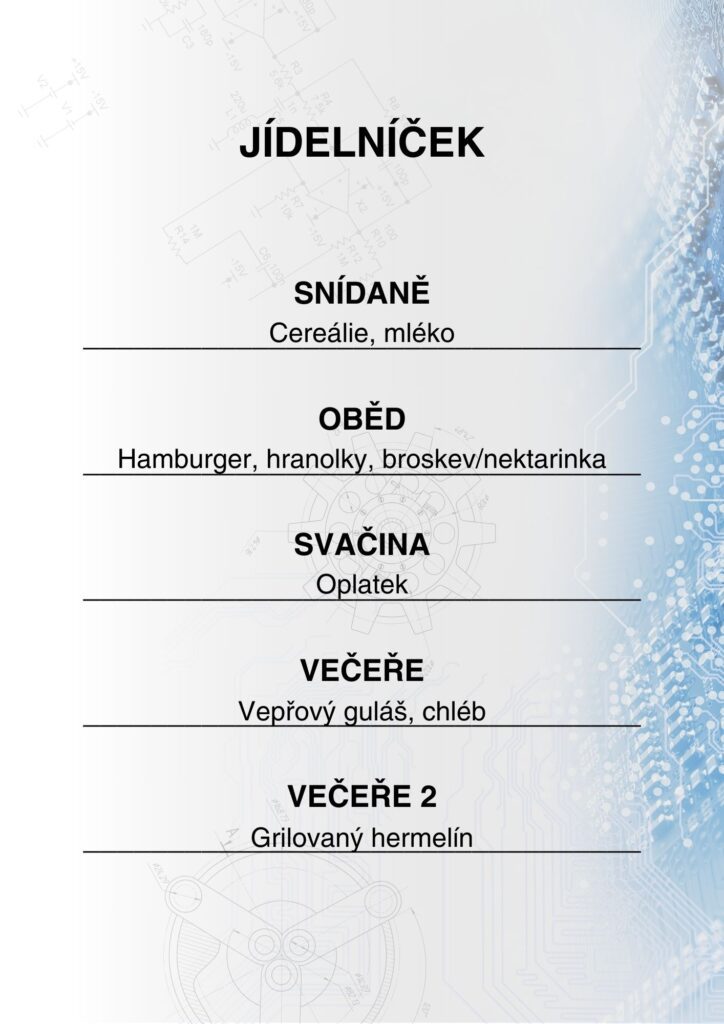 Jídelníček - jídlo na táboře