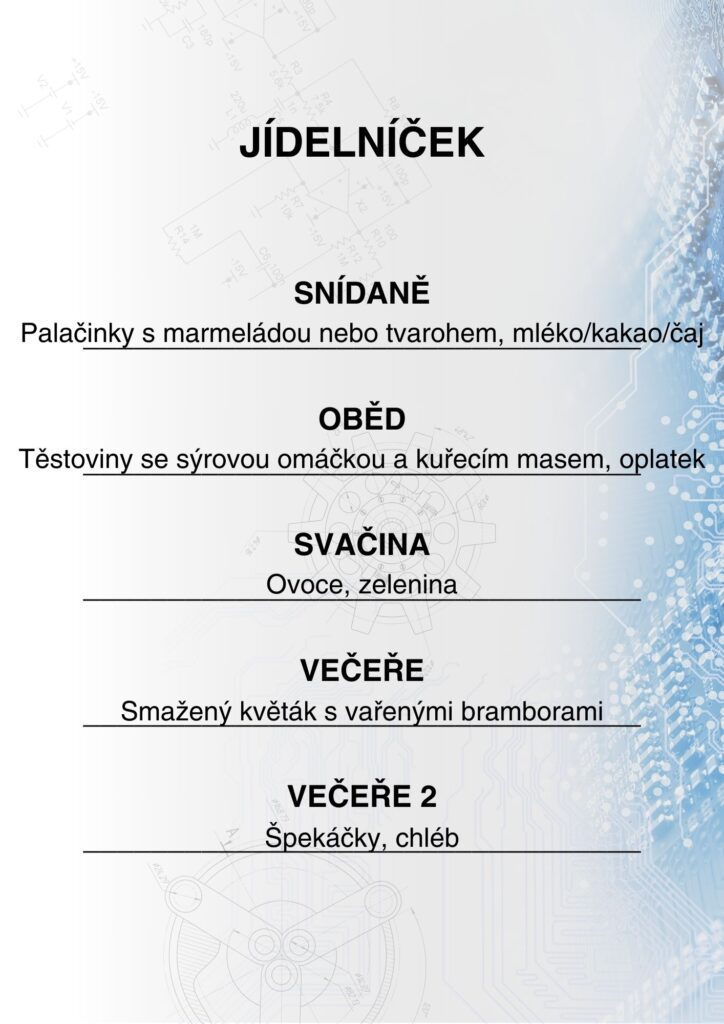 Jídelníček - jídlo na táboře